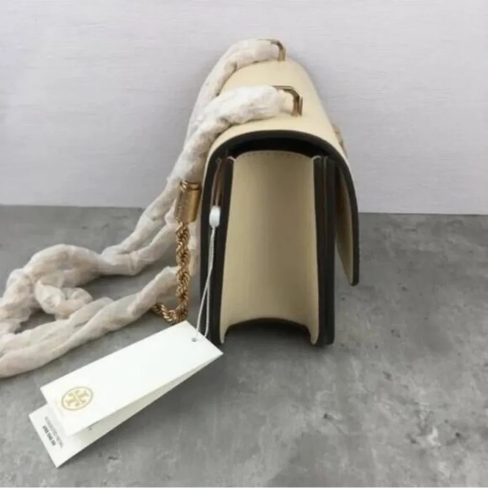 Tory Burch Beige Kira Convertible Crossbody with Gold Logo